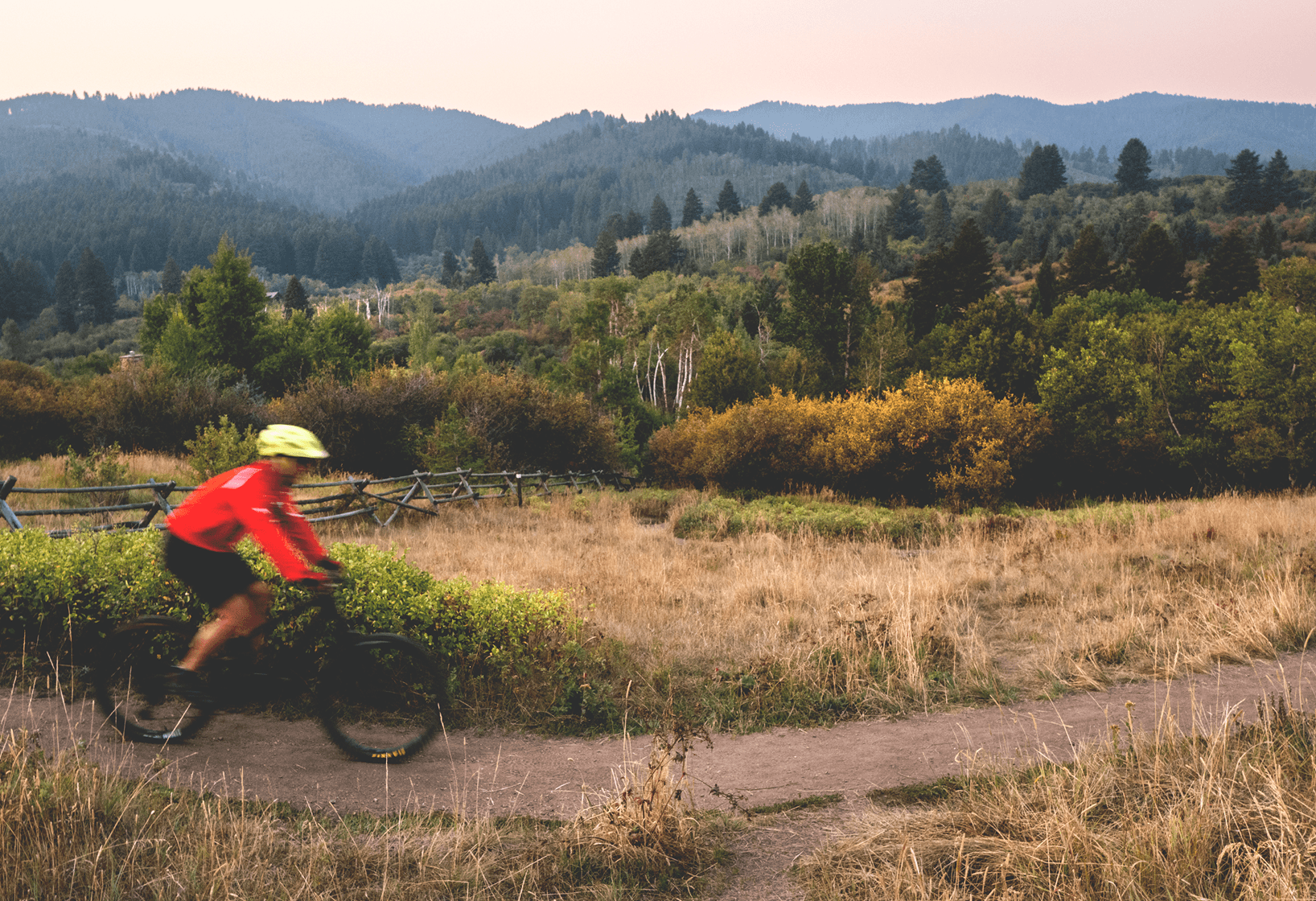 a man riding a bike on Triple Tree Trail near Bozeman, Montana
